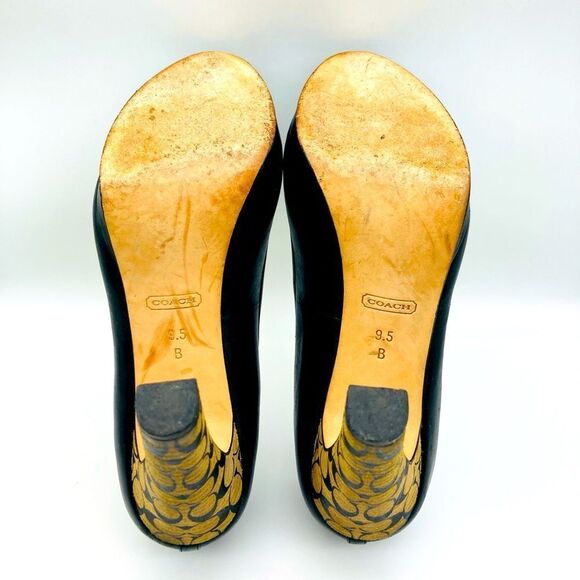 Coach Breana Black Leather Monogram Platform High Heels 9,5B - Picture 12 of 12